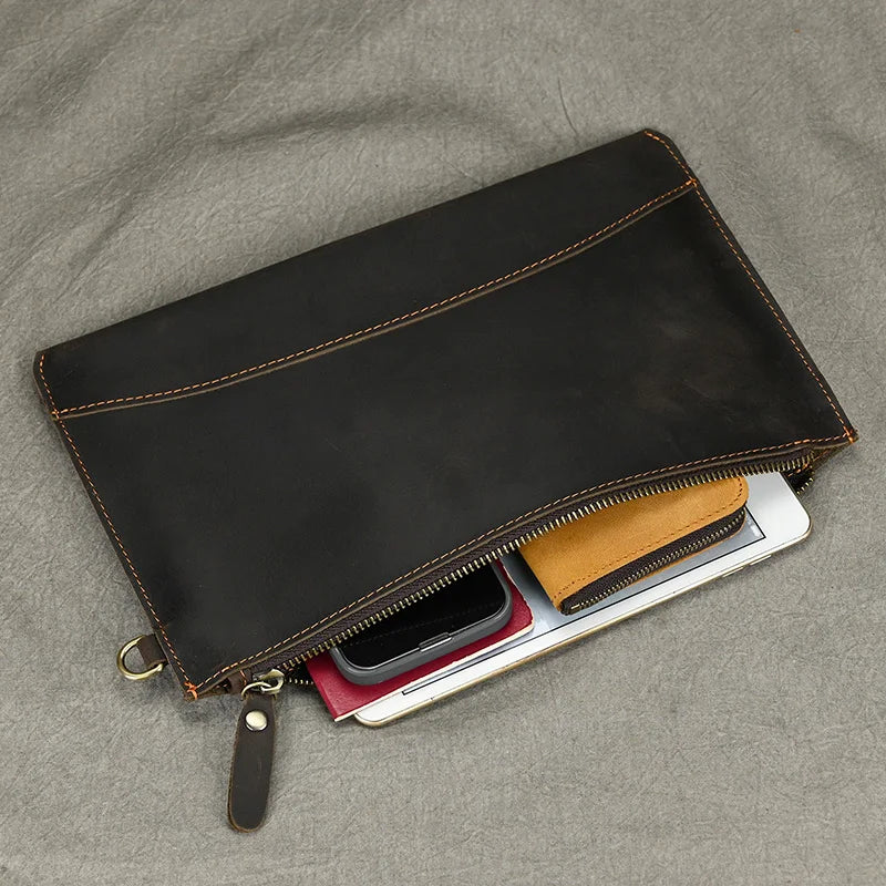 Pochette homme vintage cuir marron A-B-C-ShopGET®