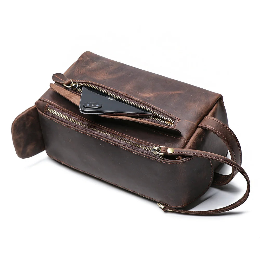 Trousse de toilette homme solide en cuir - ShopGET®