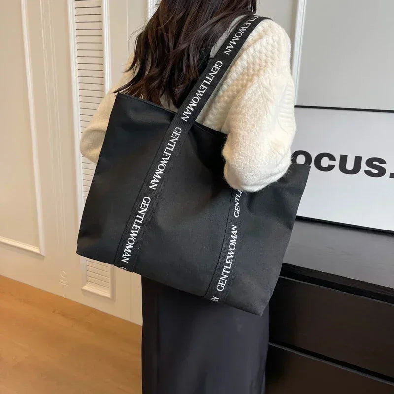 sac cabas tissu femme Noir-Beige-ShopGET®