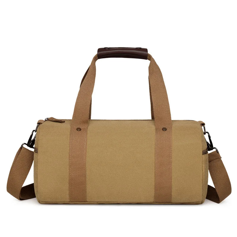 Sac polochon en toile kaki-Marron-Noir-ShopGET®