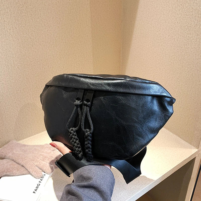 Grand sac banane en cuir tendance