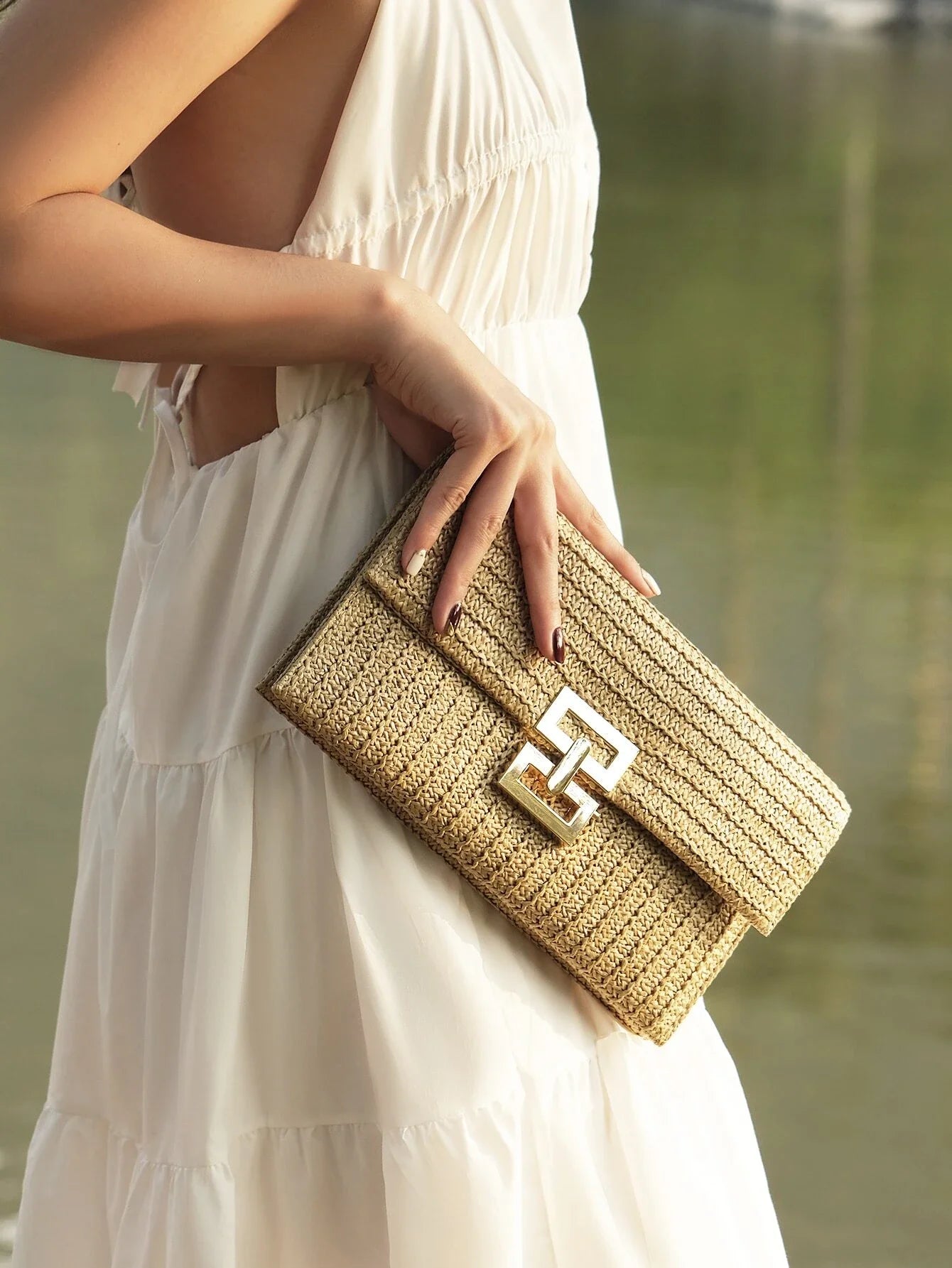 Pochette en tissu bohème Sac à chaine-Multicolore-Apricot-ShopGET®