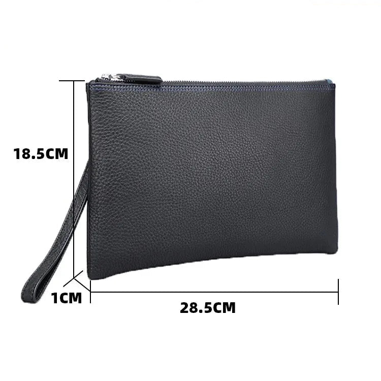 Pochette homme simple en cuir de vache Noir-ShopGET®