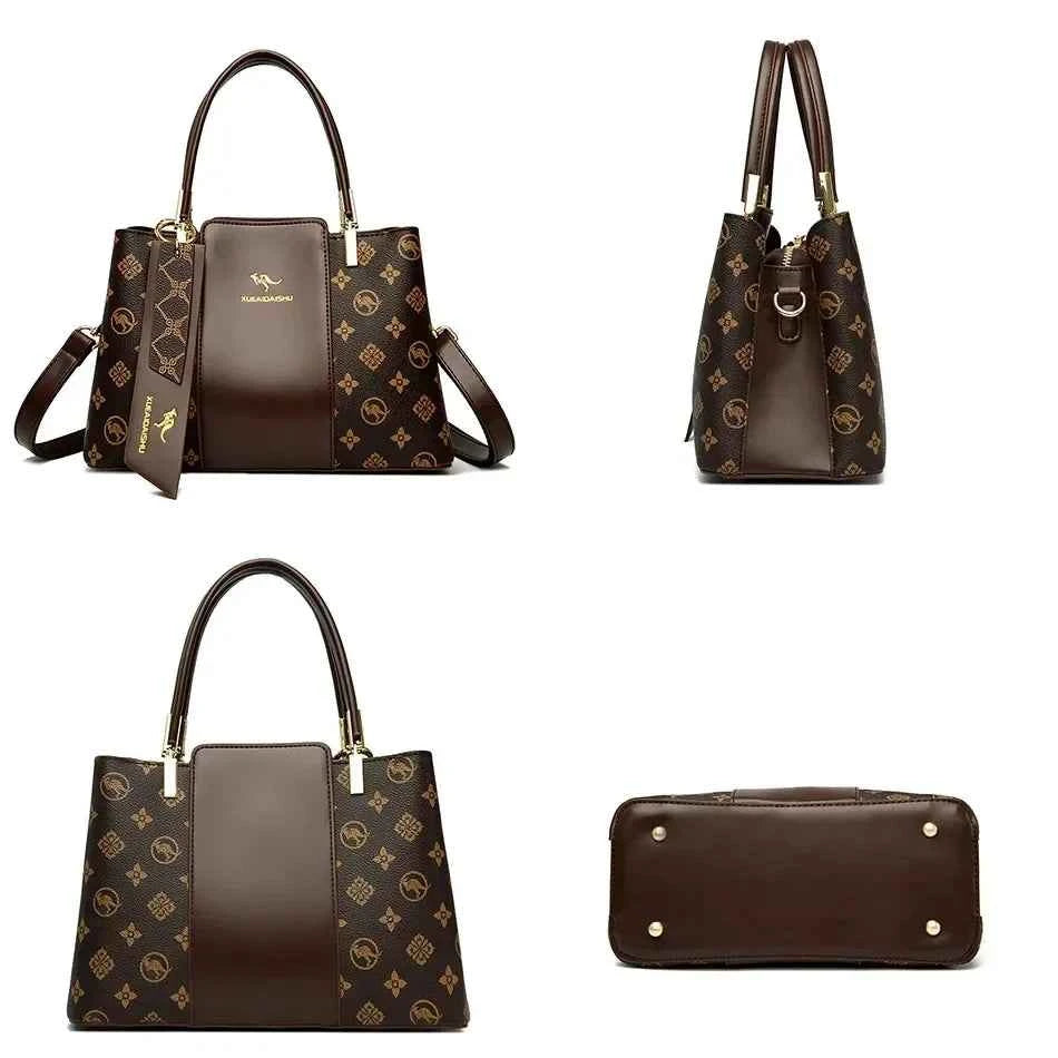 Sac cabas femme cuir Marron-Bleu-Pourpre-Kangourou Marron-Kangourou Rouge-Kangourou Jaune-Rouge Vin-Noir-Vert-ShopGET®