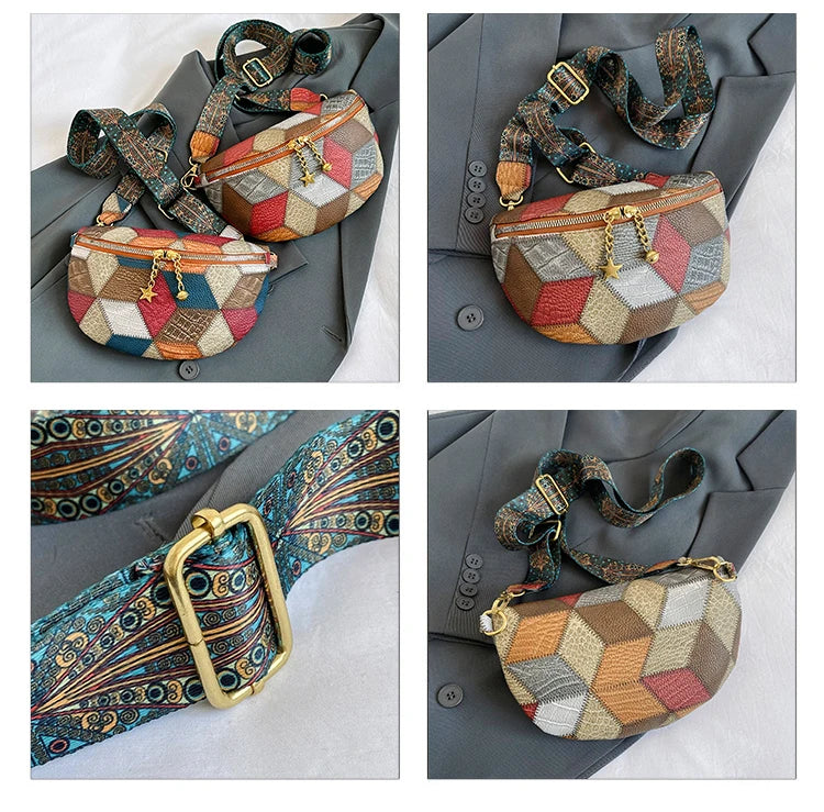 Grand sac banane en cuir femme
