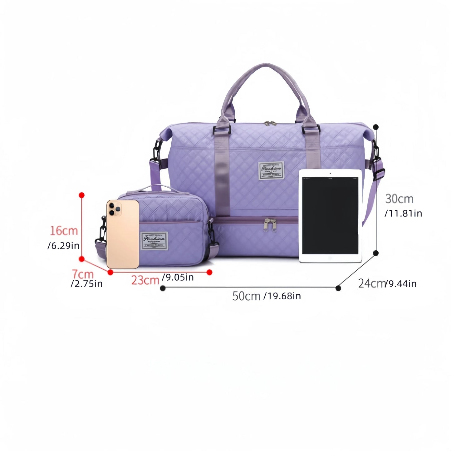 Sac weekend femme tissu Rose-Bleu-Blanc-Pourpre-Gris-Noir-ShopGET®