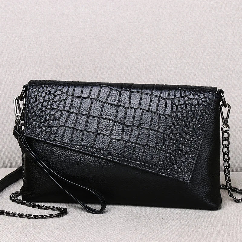 Pochette femme sac en cuir Rouge-Pourpre-Noir-ShopGET®
