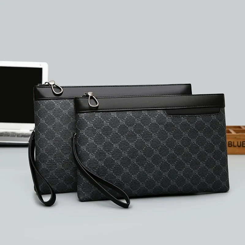 Pochette homme plaid en forme d'enveloppe Noir / 30cm x 19cm x 2cm-Noir / 27cm x 17cm x 2cm-ShopGET®