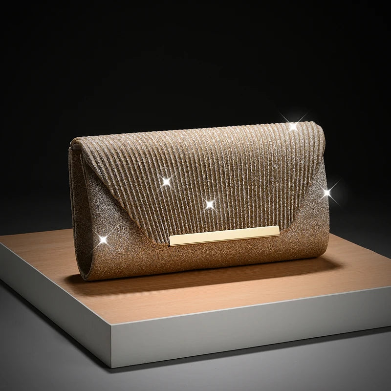 Pochette femme cérémonie Dorée-Noir-Argent-ShopGET®