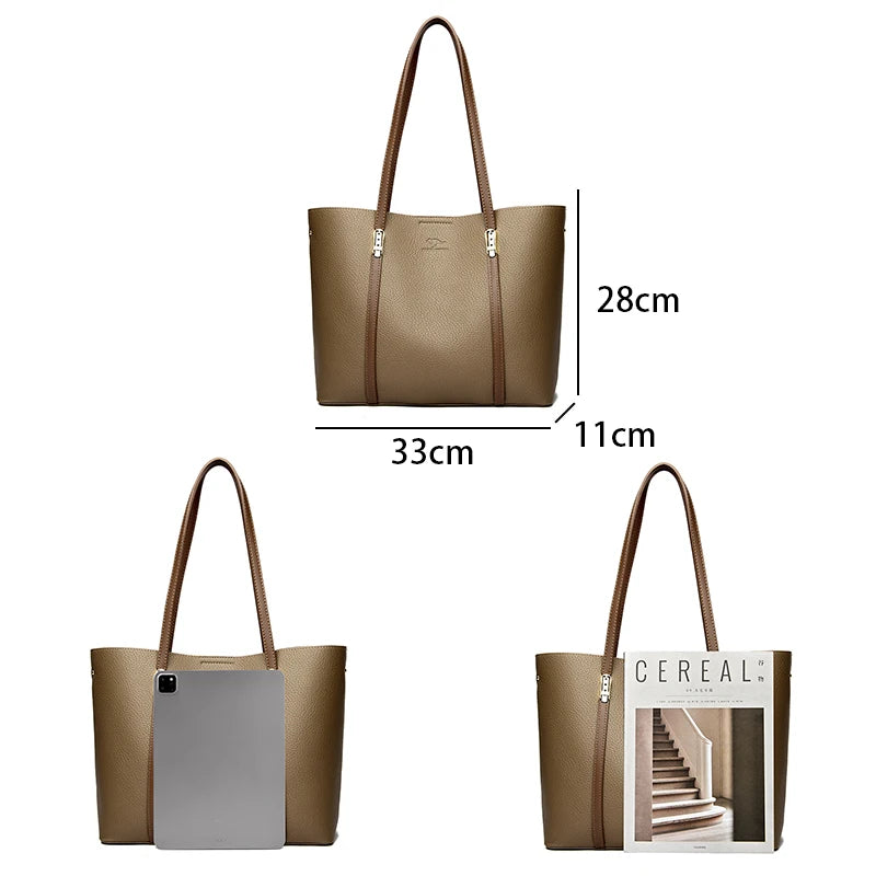 Sac cabas noir été cuir brillant Kaki-Gris-Apricot-Noir-Marron A-Marron B-ShopGET®