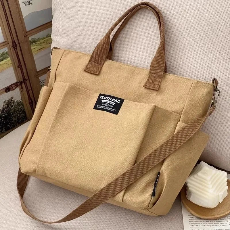 sac cabas tissu Urban Minimaliste kaki-Blanc-Noir-ShopGET®