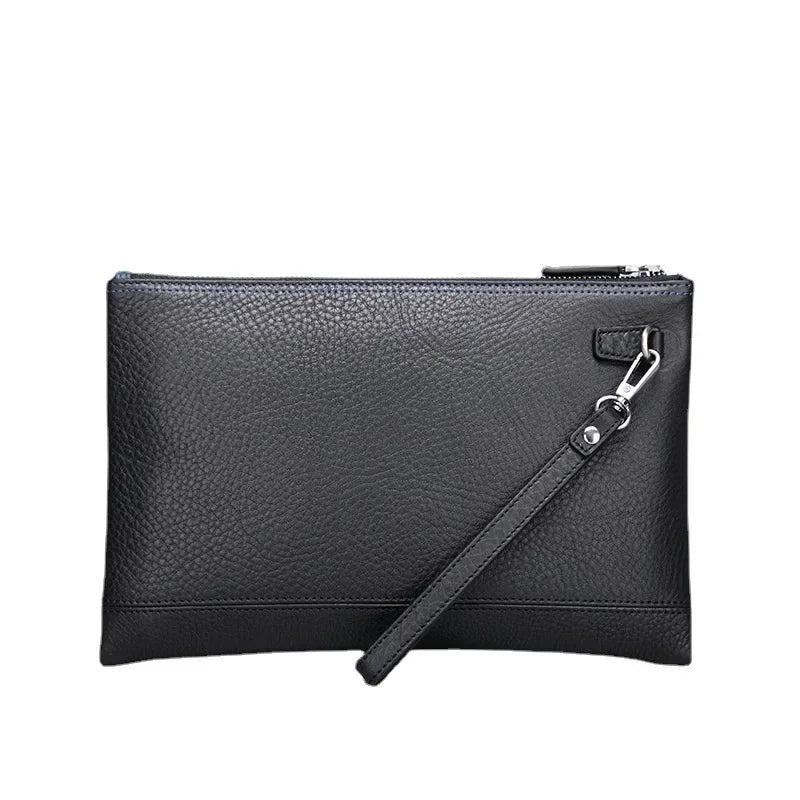 Pochette homme simple en cuir de vache Noir-ShopGET®