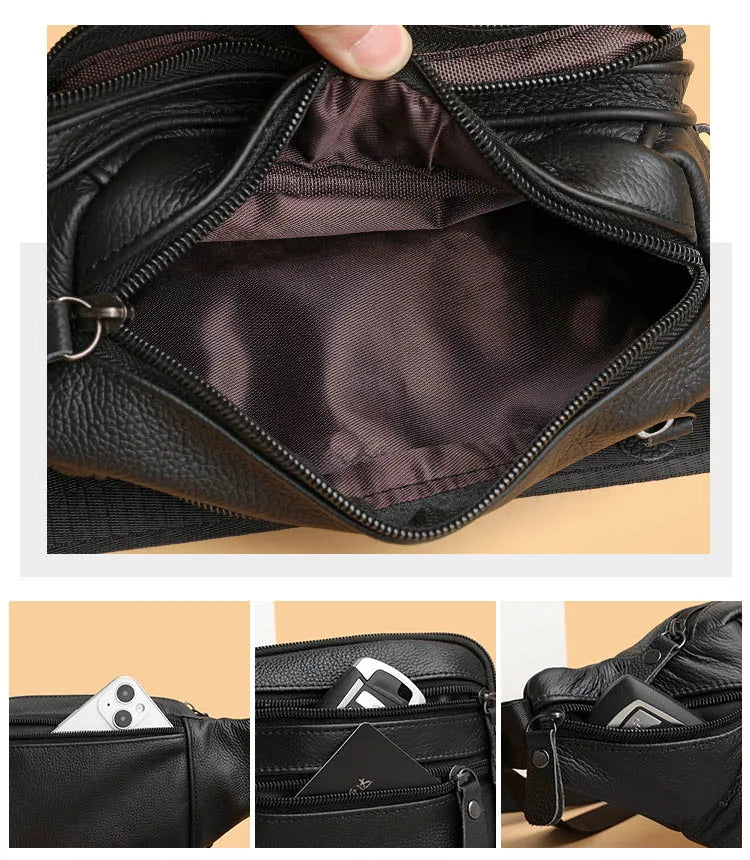 Sac banane en cuir camel homme