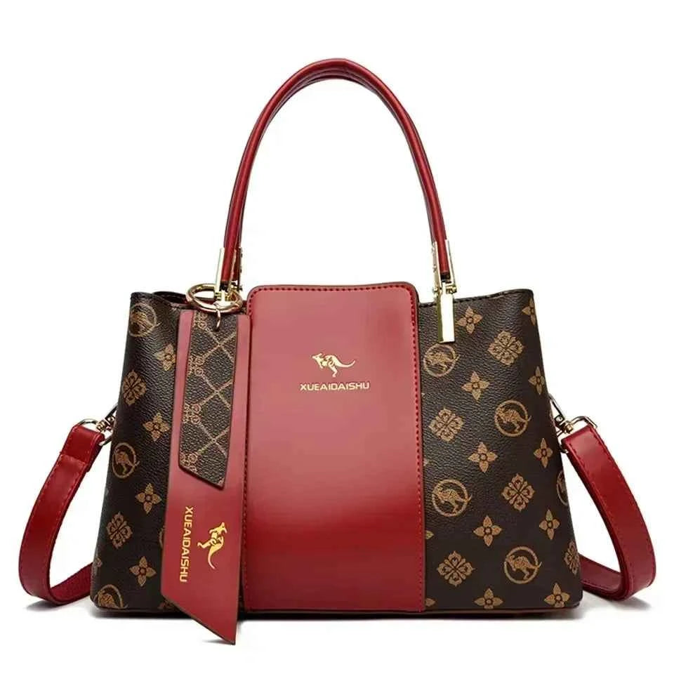 Sac cabas femme cuir Marron-Bleu-Pourpre-Kangourou Marron-Kangourou Rouge-Kangourou Jaune-Rouge Vin-Noir-Vert-ShopGET®