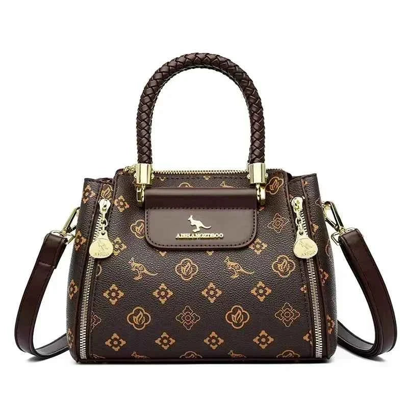 Sac cabas femme cuir Marron-Bleu-Pourpre-Kangourou Marron-Kangourou Rouge-Kangourou Jaune-Rouge Vin-Noir-Vert-ShopGET®