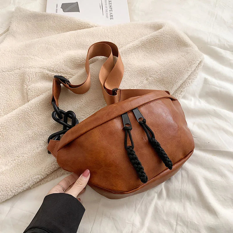 Grand sac banane en cuir tendance