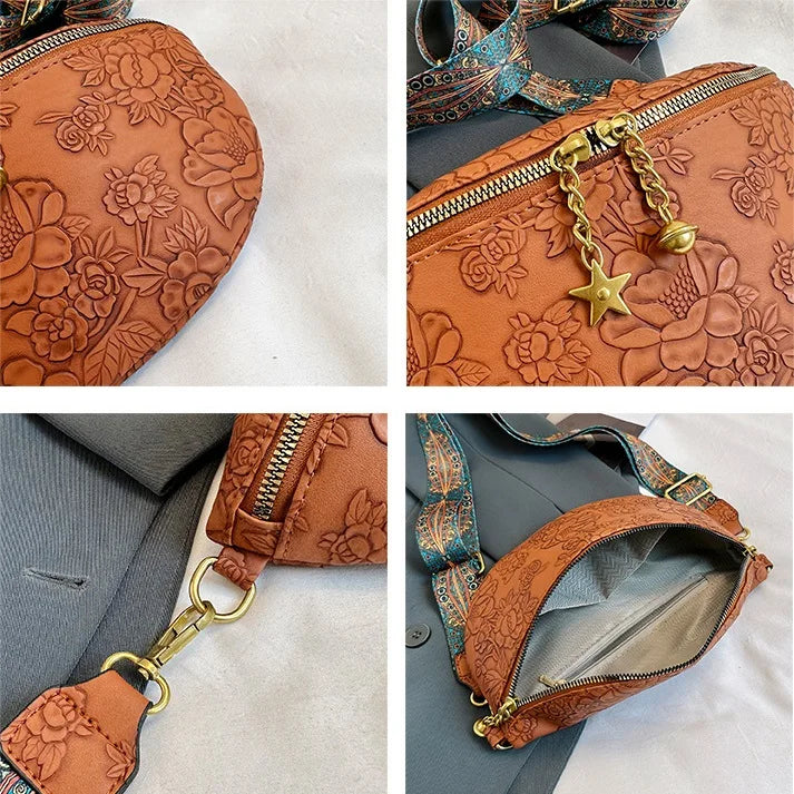 Sac banane en cuir noir femme