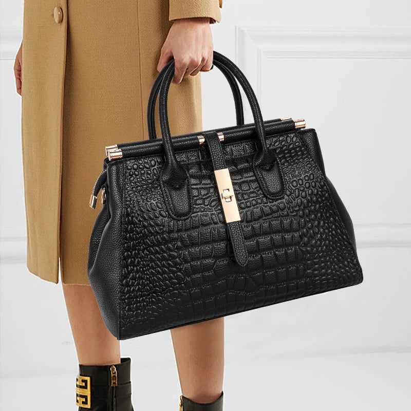 Sac cabas noir Aidrani en cuir Noir-ShopGET®