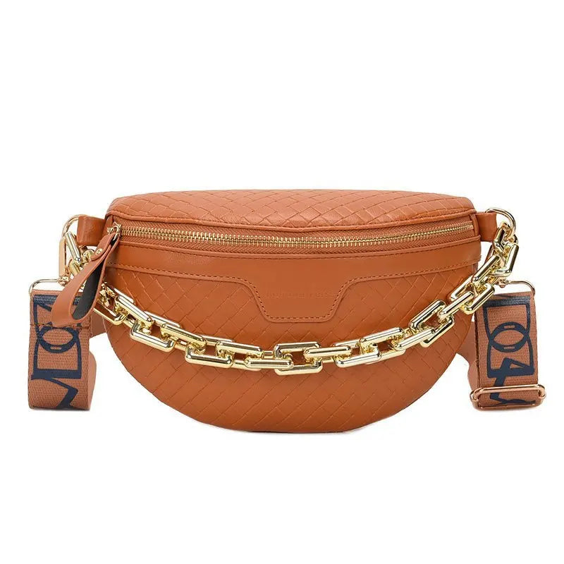 Sac banane femme chic bleu à chaine épaisse