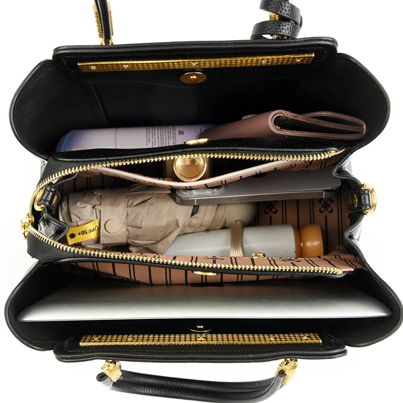 Sac cabas en cuir noir Rouge-Noir-Beige-Kaki-ShopGET®
