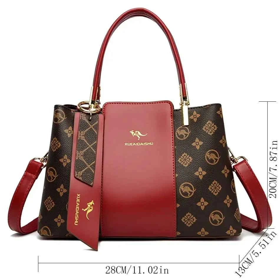 Sac cabas femme cuir Marron-Bleu-Pourpre-Kangourou Marron-Kangourou Rouge-Kangourou Jaune-Rouge Vin-Noir-Vert-ShopGET®