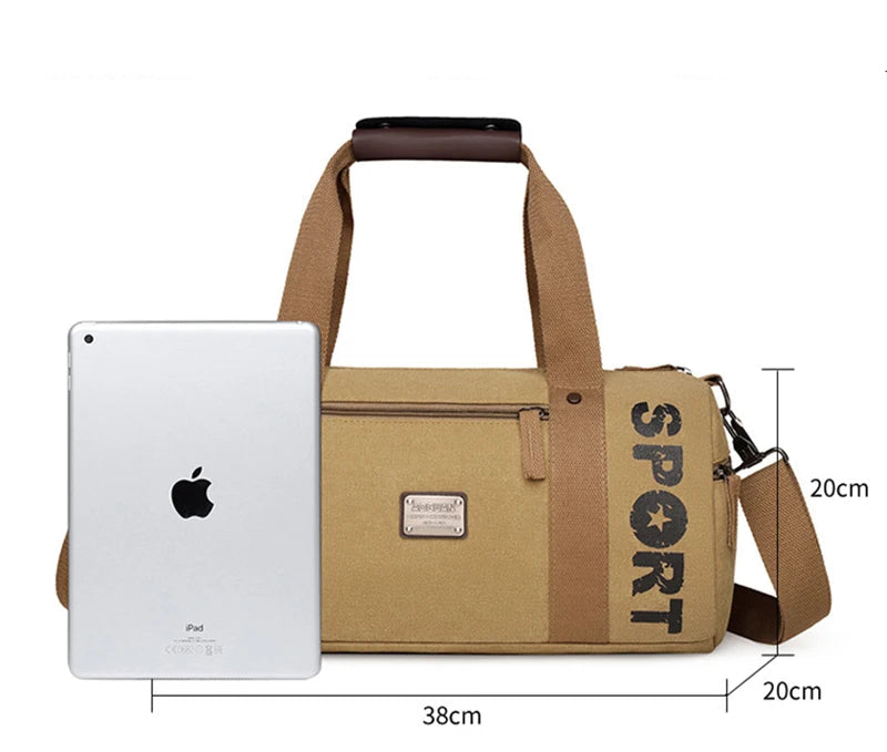 Sac polochon en toile kaki-Marron-Noir-ShopGET®