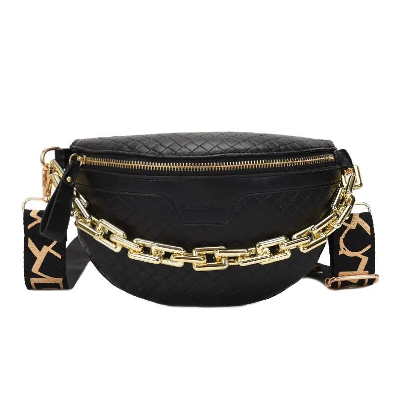Sac banane femme chic bleu à chaine épaisse