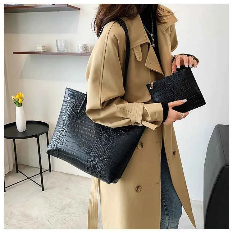Sac cabas femme noir en cuir sans accessoires Noir / 30x32x8cm-Marron / 30x32x8cm-ShopGET®