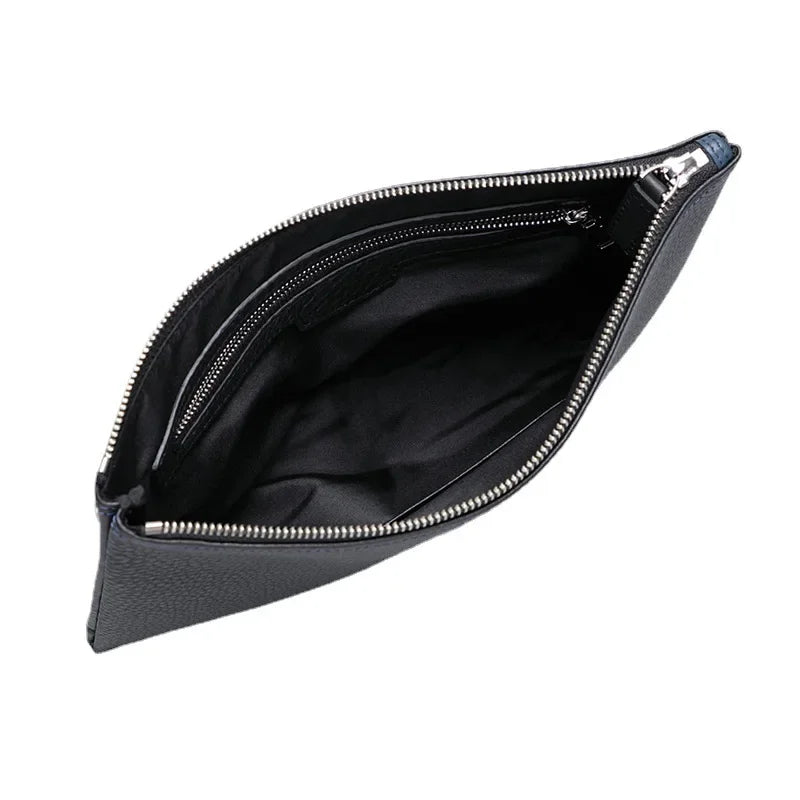 Pochette homme simple en cuir de vache Noir-ShopGET®