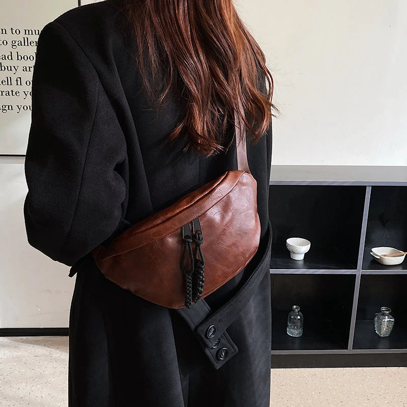 Grand sac banane en cuir tendance