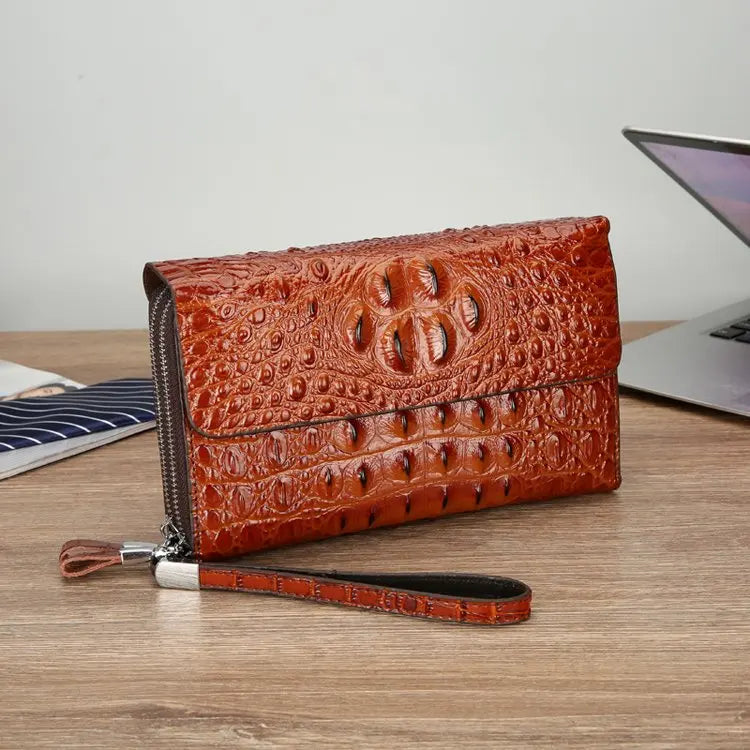 Pochette homme décor peau de crocodile Noir / 22cm x 14cm x 4.5cm-Marron / 22cm x 14cm x 4.5cm-ShopGET®