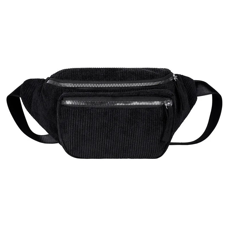 Sac banane femme moumoute noir en velours - ShopGET®
