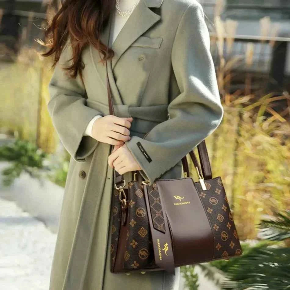 Sac cabas femme cuir Marron-Bleu-Pourpre-Kangourou Marron-Kangourou Rouge-Kangourou Jaune-Rouge Vin-Noir-Vert-ShopGET®