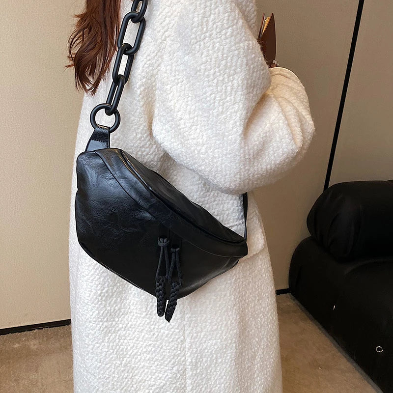 Grand sac banane en cuir tendance