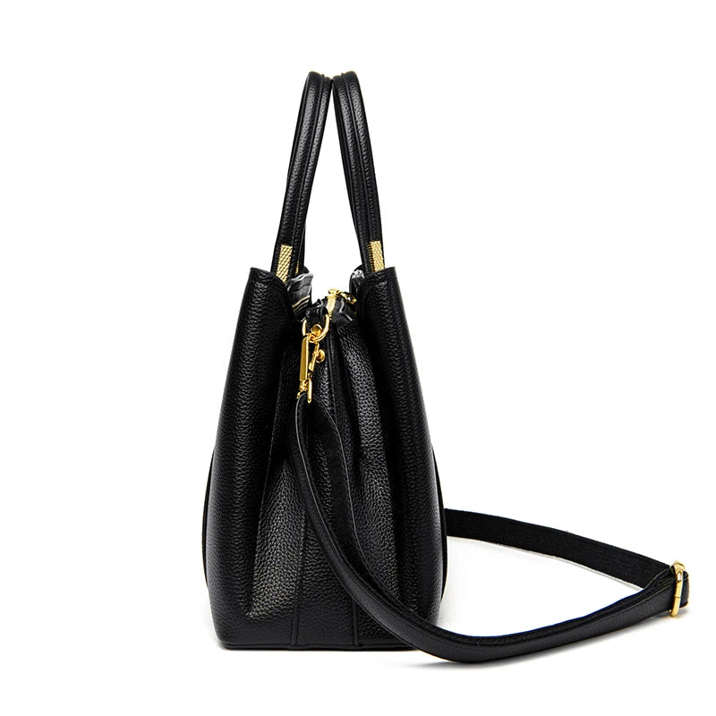 Sac cabas en cuir noir Rouge-Noir-Beige-Kaki-ShopGET®