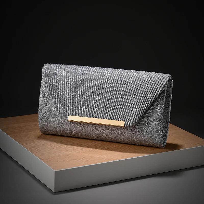 Pochette femme cérémonie Dorée-Noir-Argent-ShopGET®