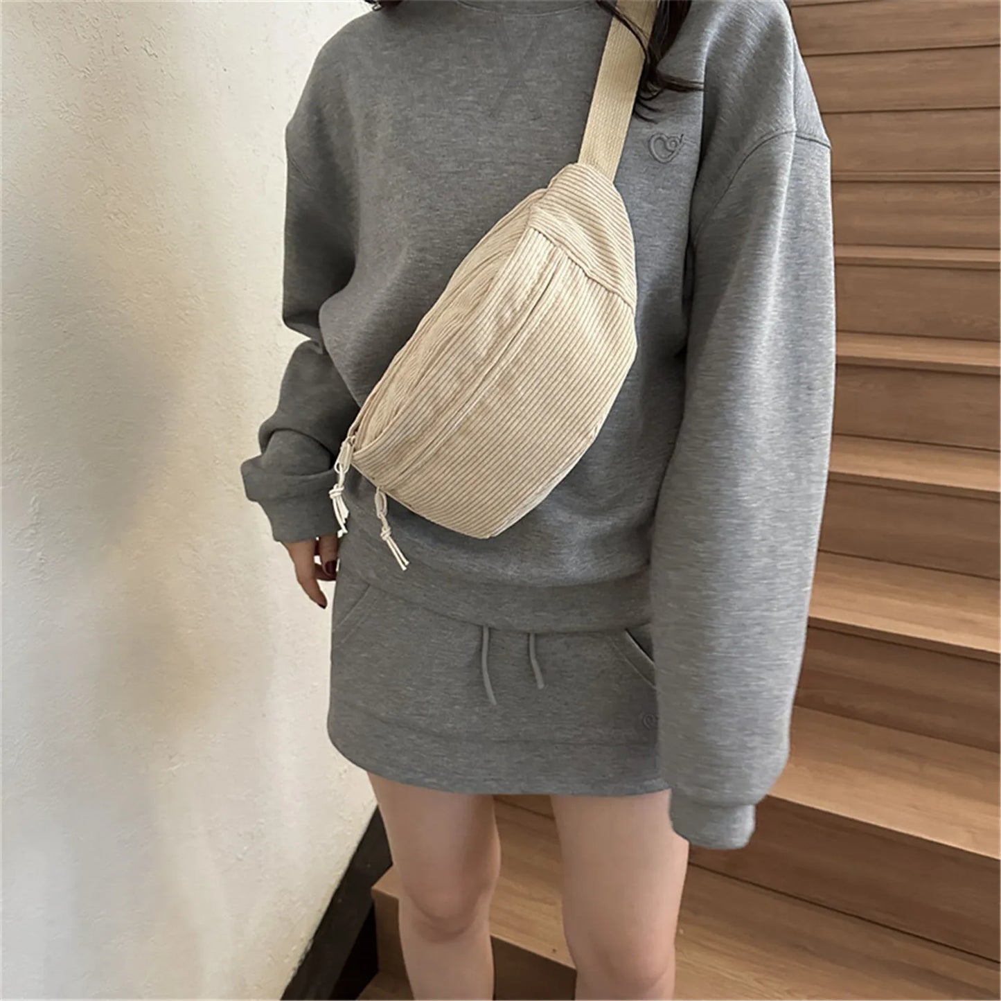 Sac banane velours xl pour étudiante