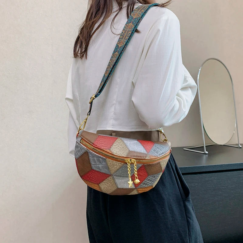 Grand sac banane en cuir femme