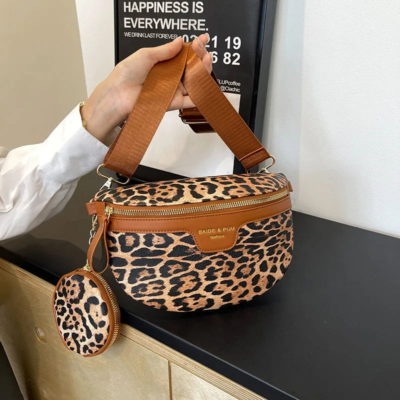 Sac banane léopard demi-lune de luxe