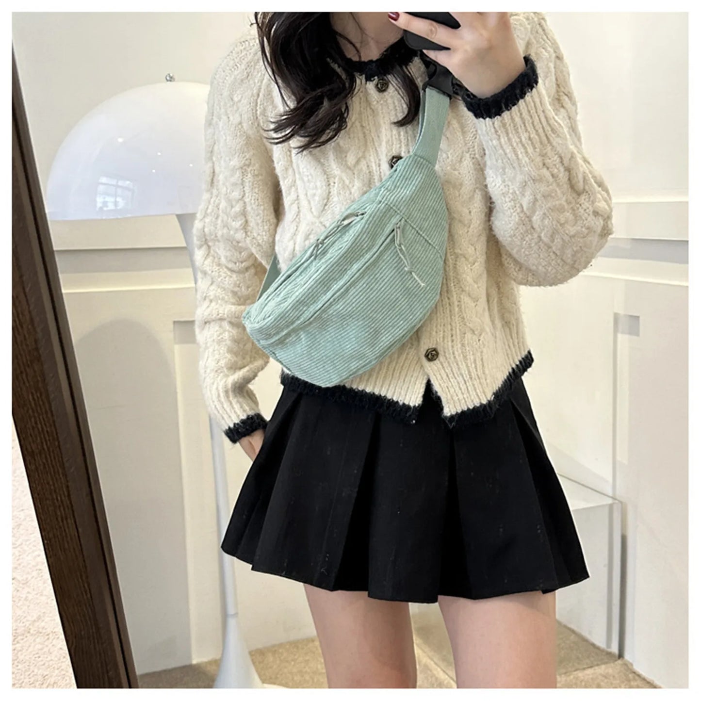 Sac banane velours xl pour étudiante