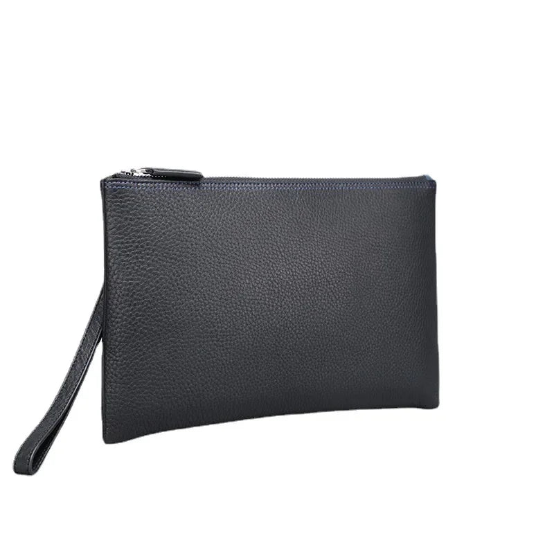 Pochette homme simple en cuir de vache Noir-ShopGET®