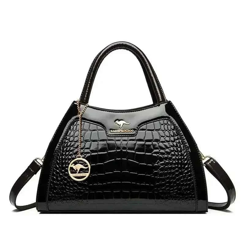 Sac cabas femme cuir Marron-Bleu-Pourpre-Kangourou Marron-Kangourou Rouge-Kangourou Jaune-Rouge Vin-Noir-Vert-ShopGET®