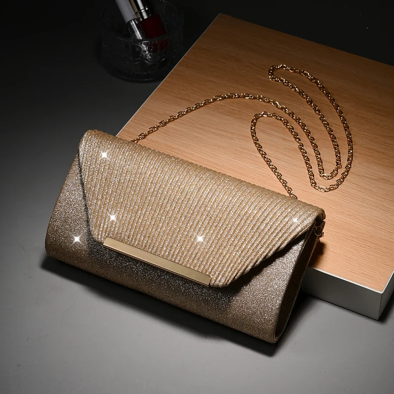 Pochette femme cérémonie Dorée-Noir-Argent-ShopGET®