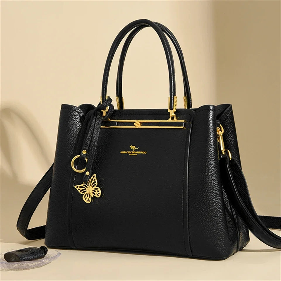 Sac cabas en cuir noir Rouge-Noir-Beige-Kaki-ShopGET®