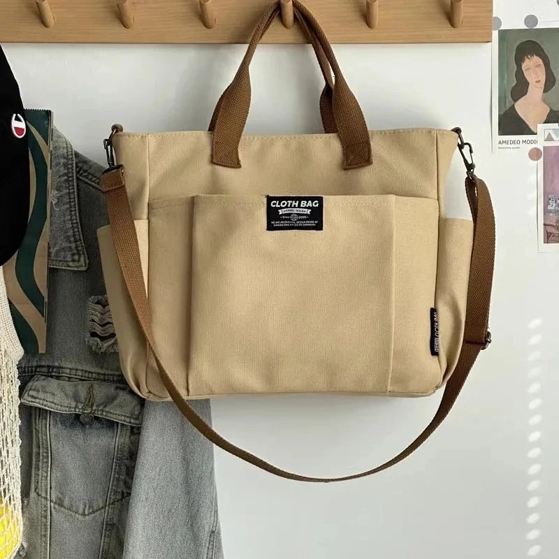 sac cabas tissu Urban Minimaliste kaki-Blanc-Noir-ShopGET®