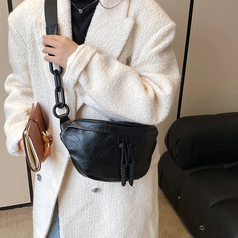 Grand sac banane en cuir tendance