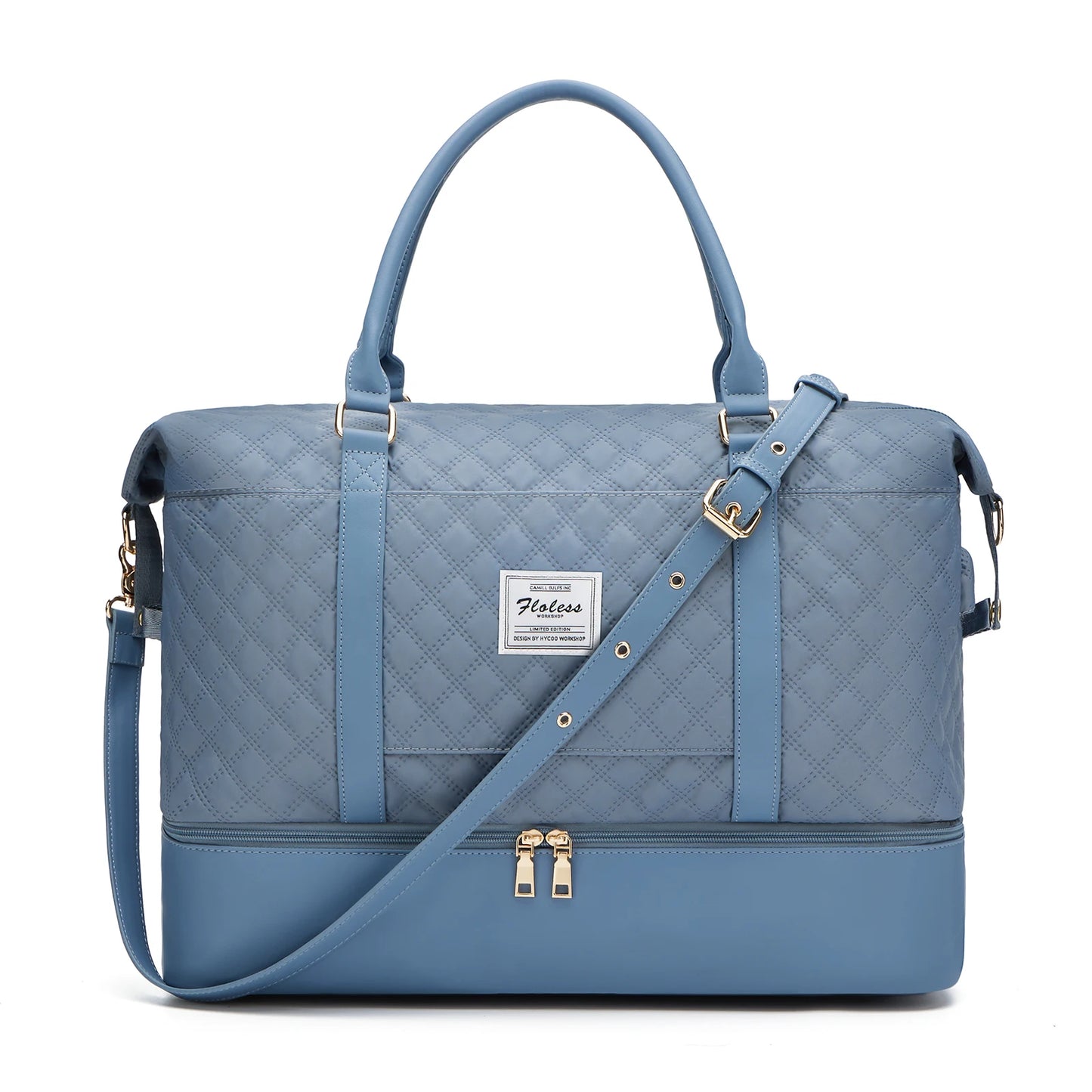 Sac weekend matelassé pour femme Vert-Kaki-Bleu-Beige-Noir-Noir & Marron-ShopGET® 