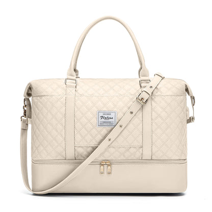Sac weekend matelassé pour femme Vert-Kaki-Bleu-Beige-Noir-Noir & Marron-ShopGET® 