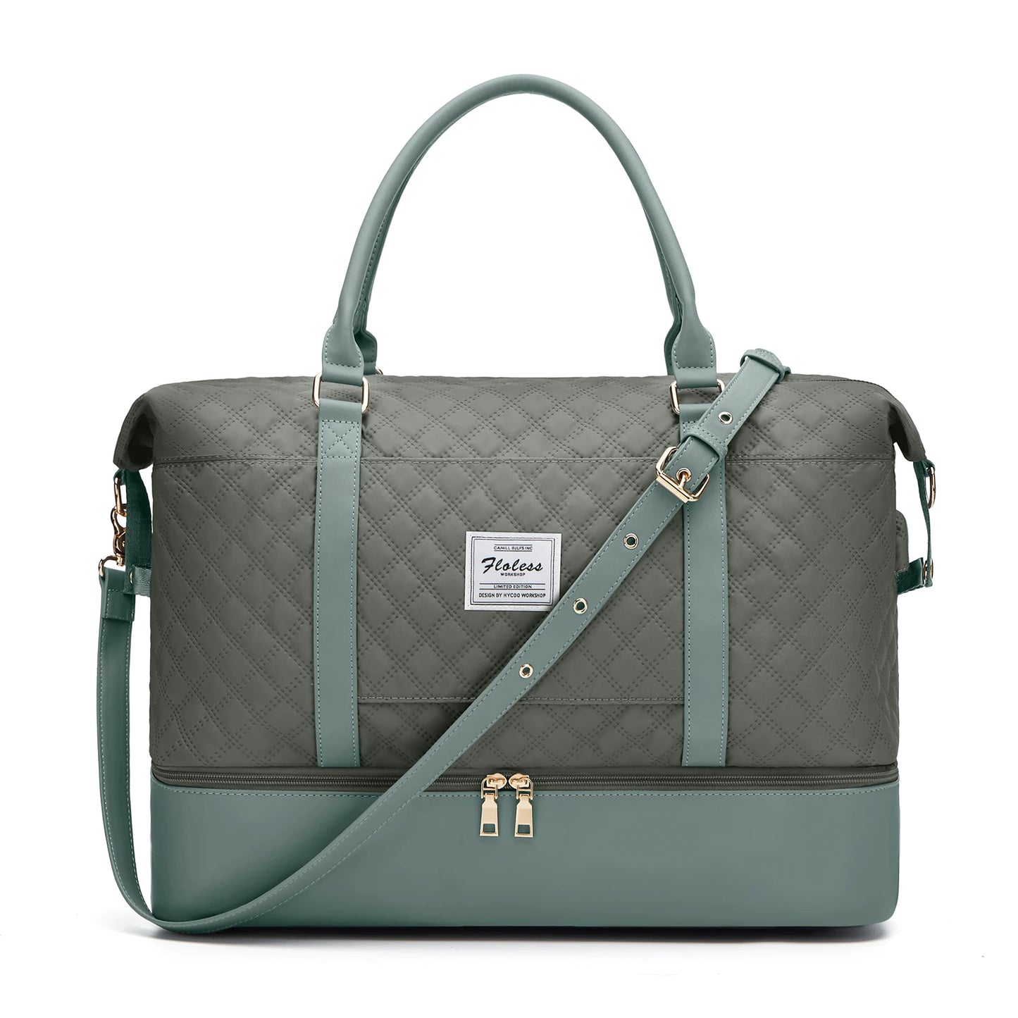 Sac weekend matelassé pour femme Vert-Kaki-Bleu-Beige-Noir-Noir & Marron-ShopGET® 
