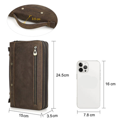 Sac pochette homme  cuir Marron / 24 x 3.5 x 15cm / Offerte-ShopGET® 